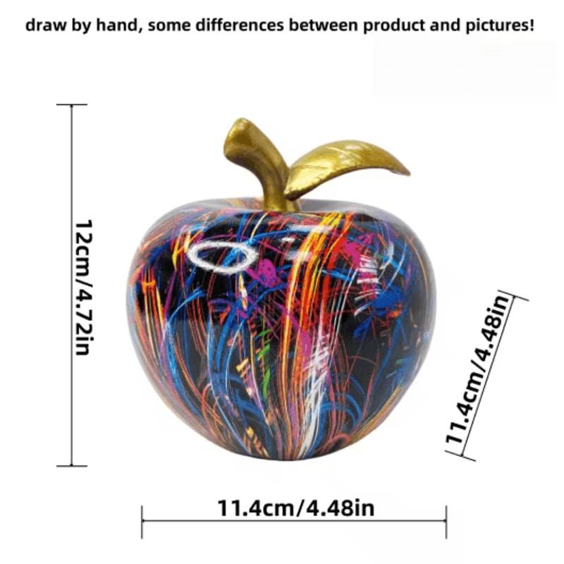 Colorful Abstract Apple Statue Resin Floral Art Desk Home Decor 1