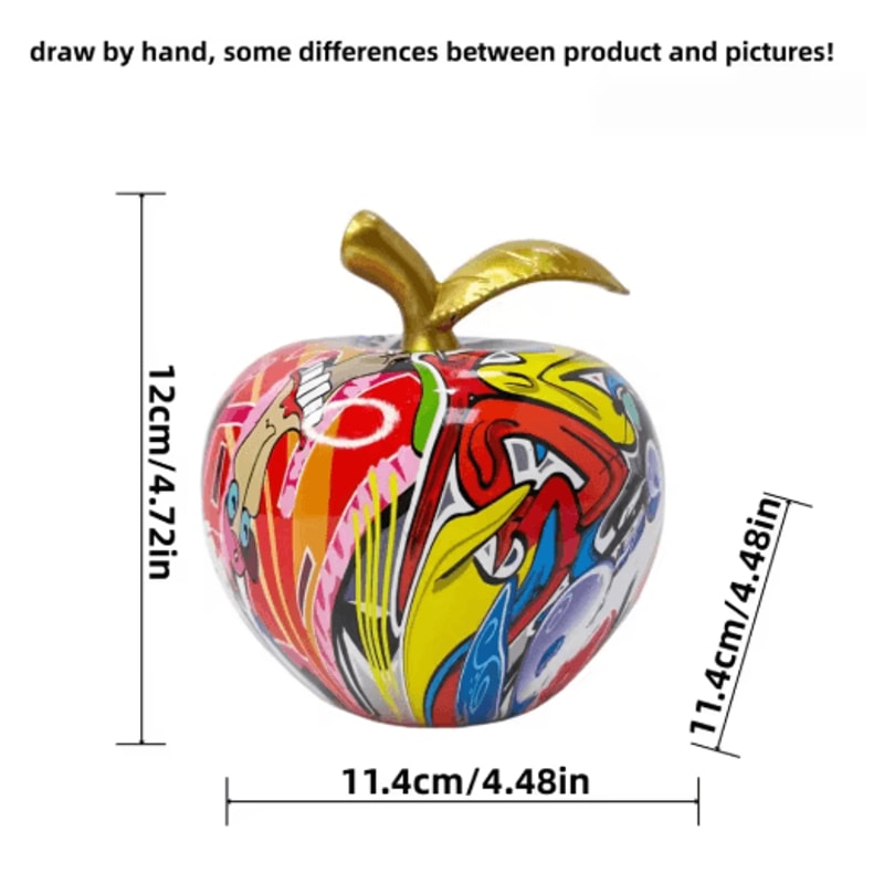 Colorful Abstract Apple Statue Resin Floral Art Desk Home Decor 2