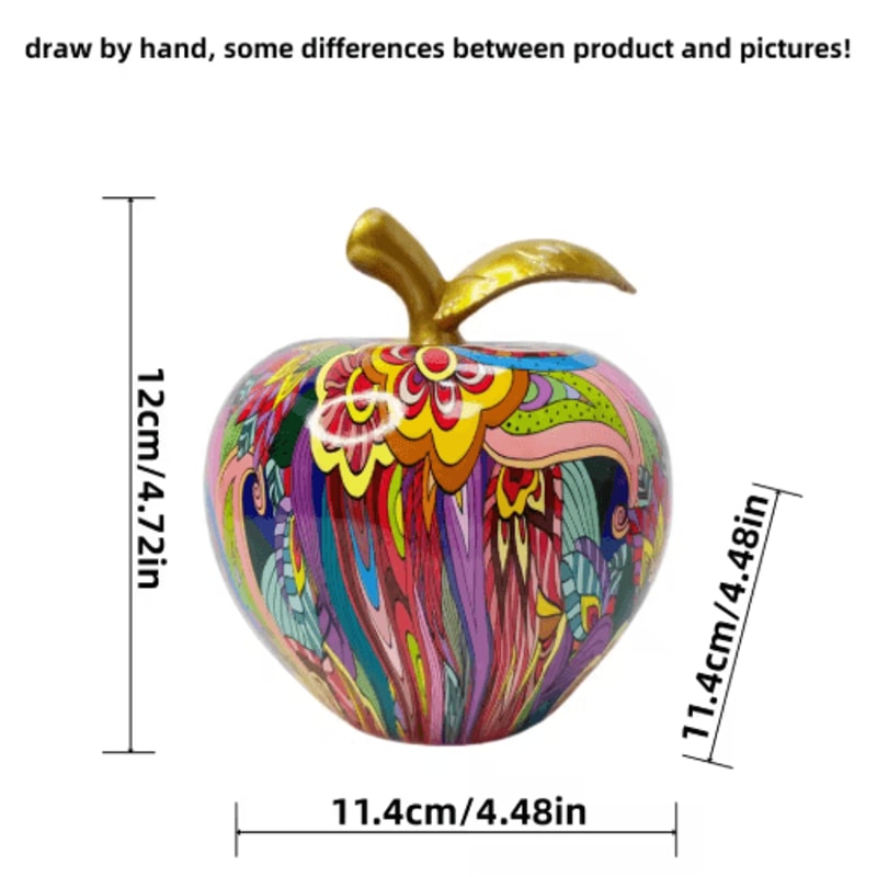 Colorful Abstract Apple Statue Resin Floral Art Desk Home Decor 3