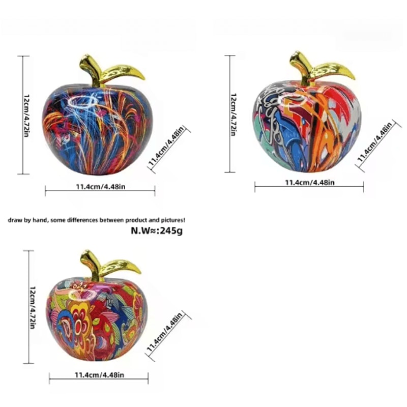 Colorful Abstract Apple Statue Resin Floral Art Desk Home Decor 4