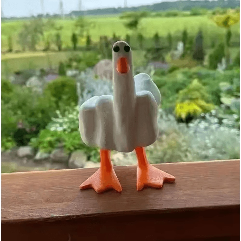 Funny Middle Finger Duck Statue Quirky Resin Desk Home Decor 1