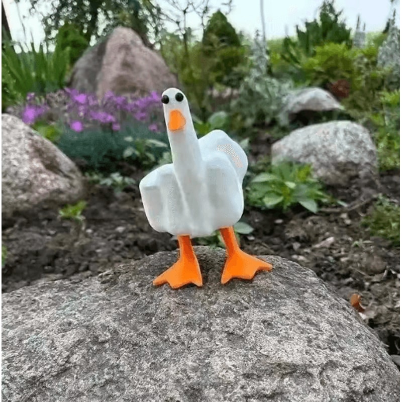 Funny Middle Finger Duck Statue Quirky Resin Desk Home Decor 3