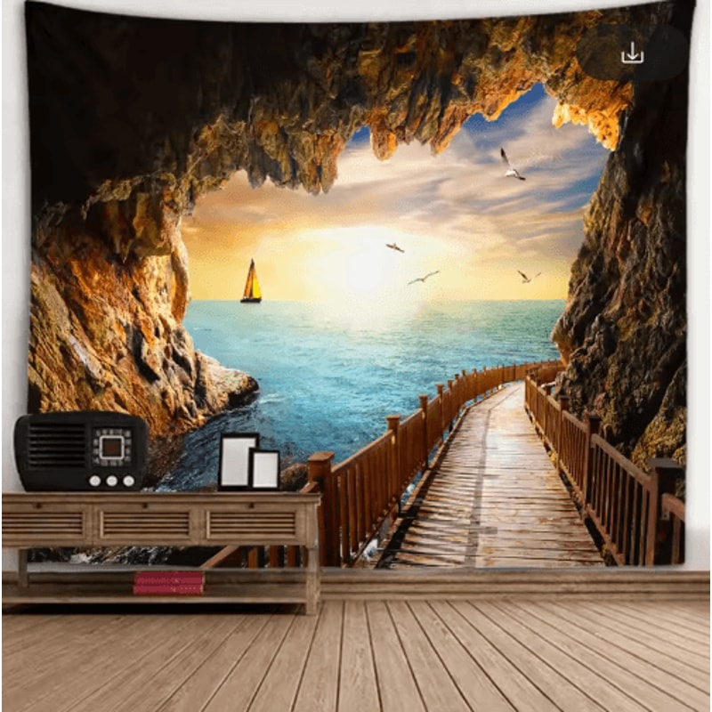 3D Window Scenery Tapestry Nature Wall Mural Background Decor 0