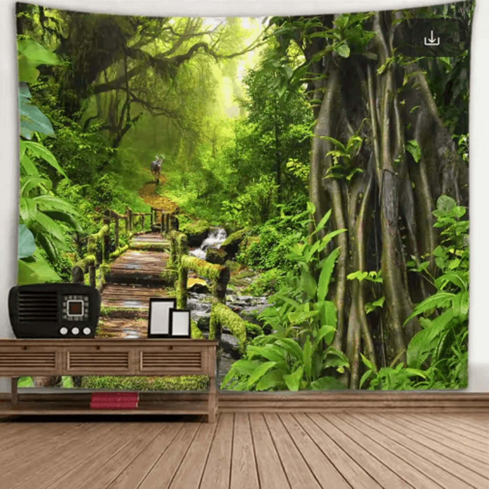 3D Window Scenery Tapestry Nature Wall Mural Background Decor 4