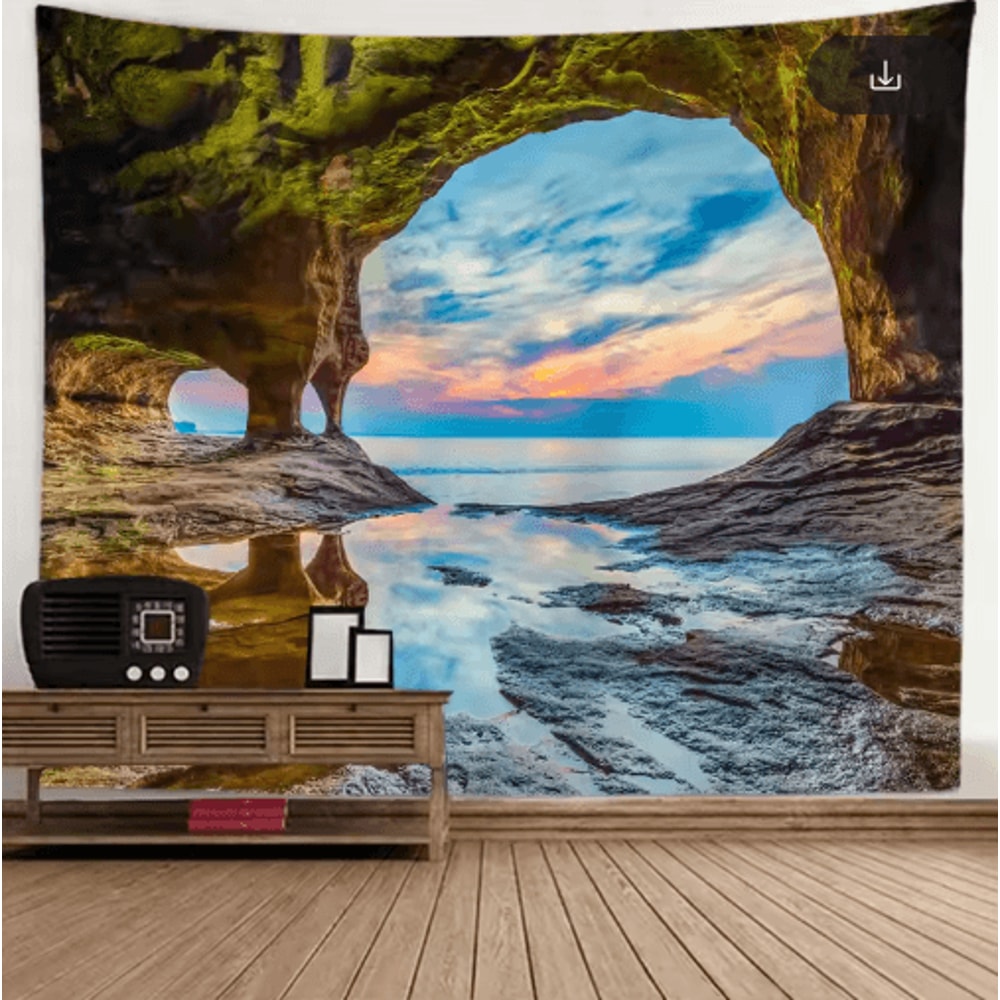 3D Window Scenery Tapestry Nature Wall Mural Background Decor 7