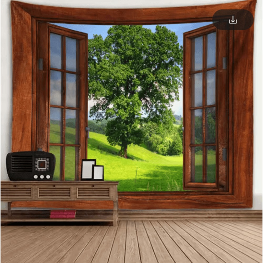 3D Window Scenery Tapestry Nature Wall Mural Background Decor 18