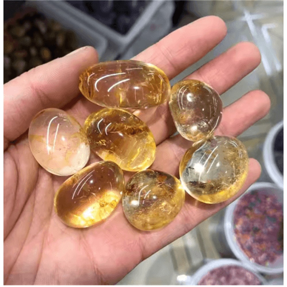 Natural Citrine Tumbled Stones Polished Healing Crystal Decor 4