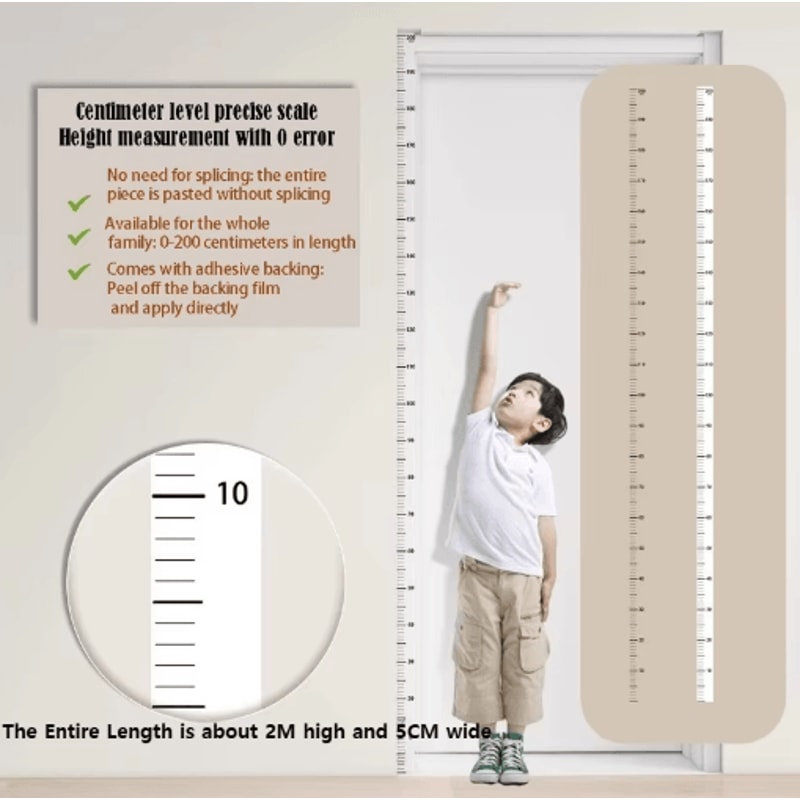 Kids Growth Height Chart Wall Sticker Waterproof SelfAdhesive Measuring Ruler 5