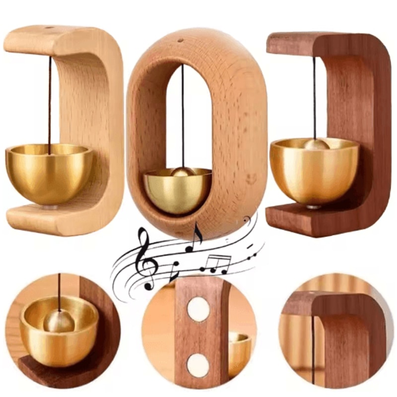 Magnetic Wooden Door Bell Chime Beech Wood Hanging Entry Bell 0