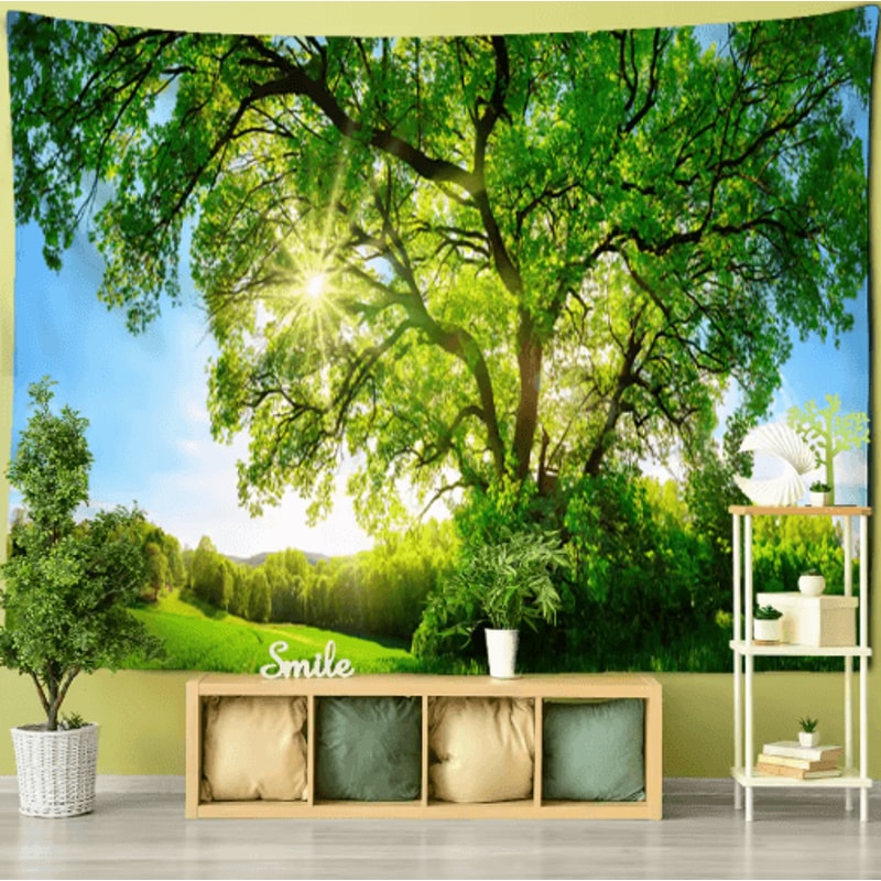 Towering Forest Tapestry Bohemian Psychedelic Tree Wall Hanging 1