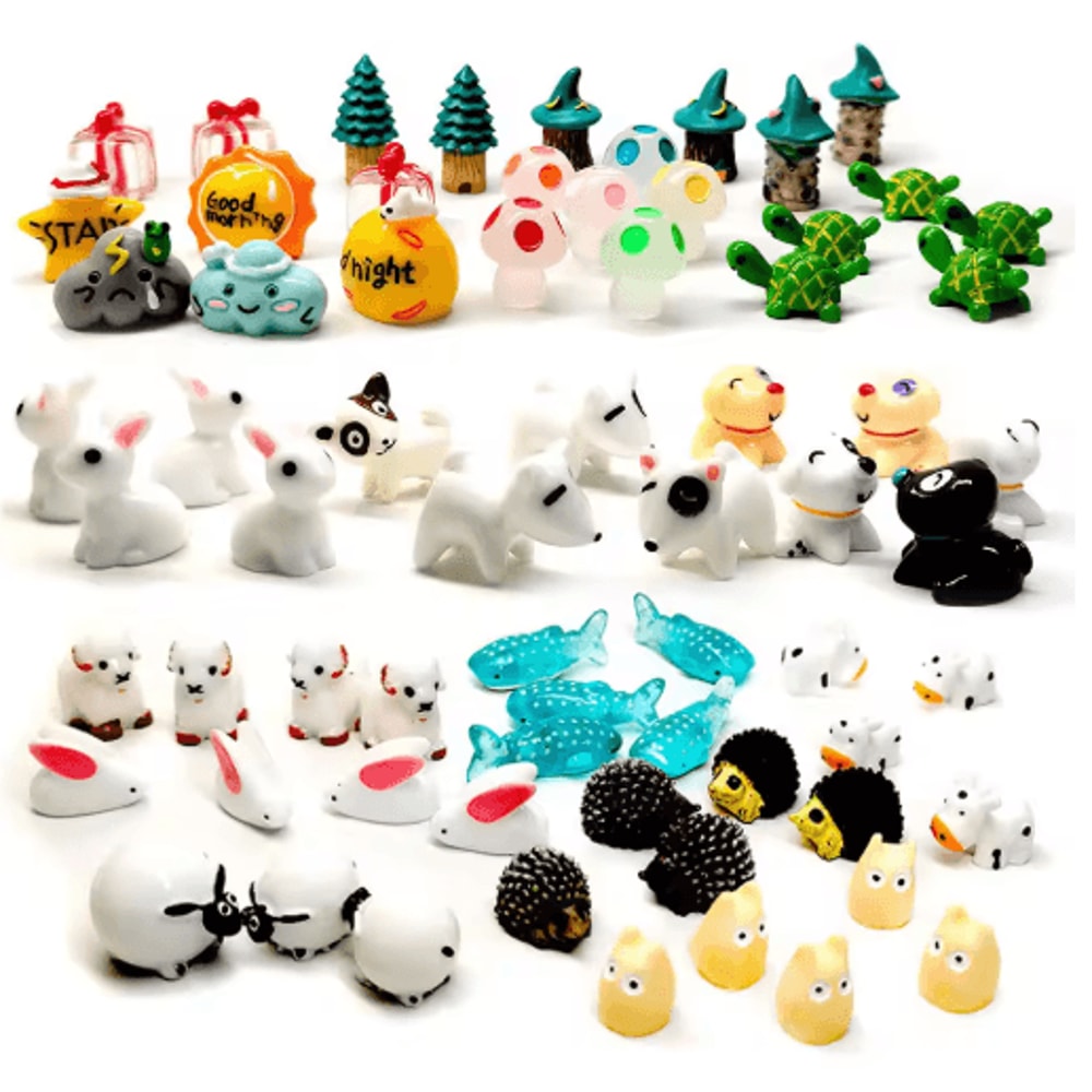 Mini Animal Figurines Set Fairy Garden Micro Landscape Decor 5pcs 0
