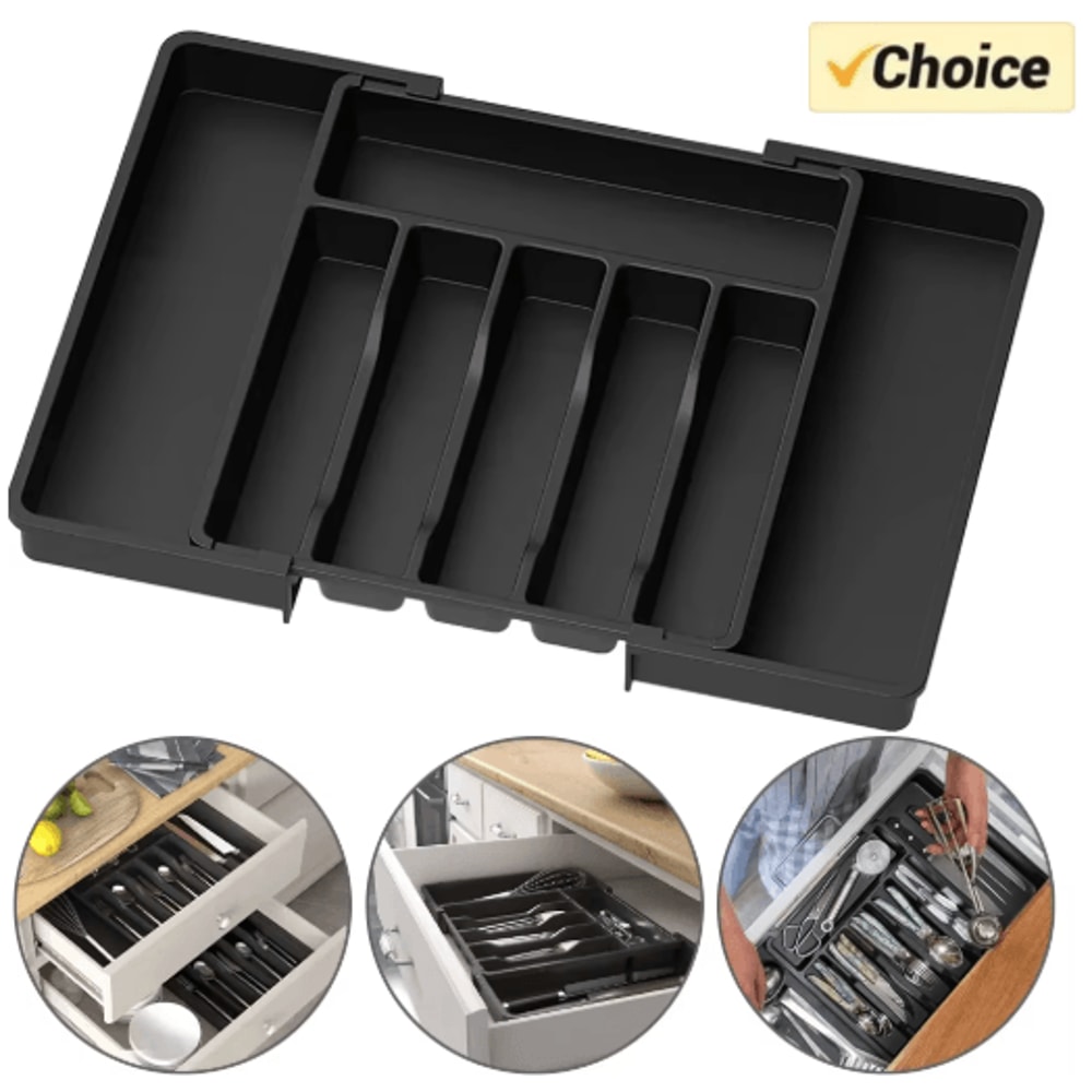 Expandable Kitchen Drawer Organizer Adjustable Cutlery Storage Tray 0