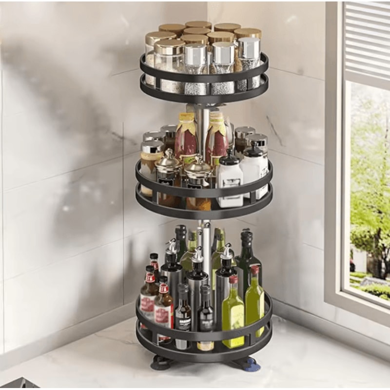 360 Rotating Spice Rack Organizer Multifunction Kitchen Turntable Storage 2