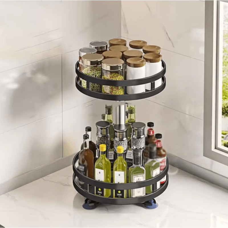 360 Rotating Spice Rack Organizer Multifunction Kitchen Turntable Storage 3
