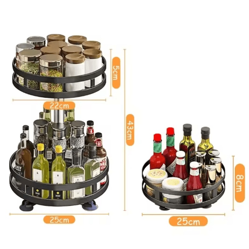 360 Rotating Spice Rack Organizer Multifunction Kitchen Turntable Storage 4
