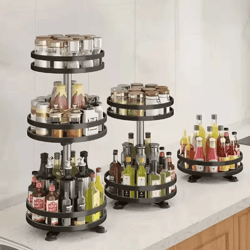 360 rotating spice rack organizer – multifunction kitchen turntable storage