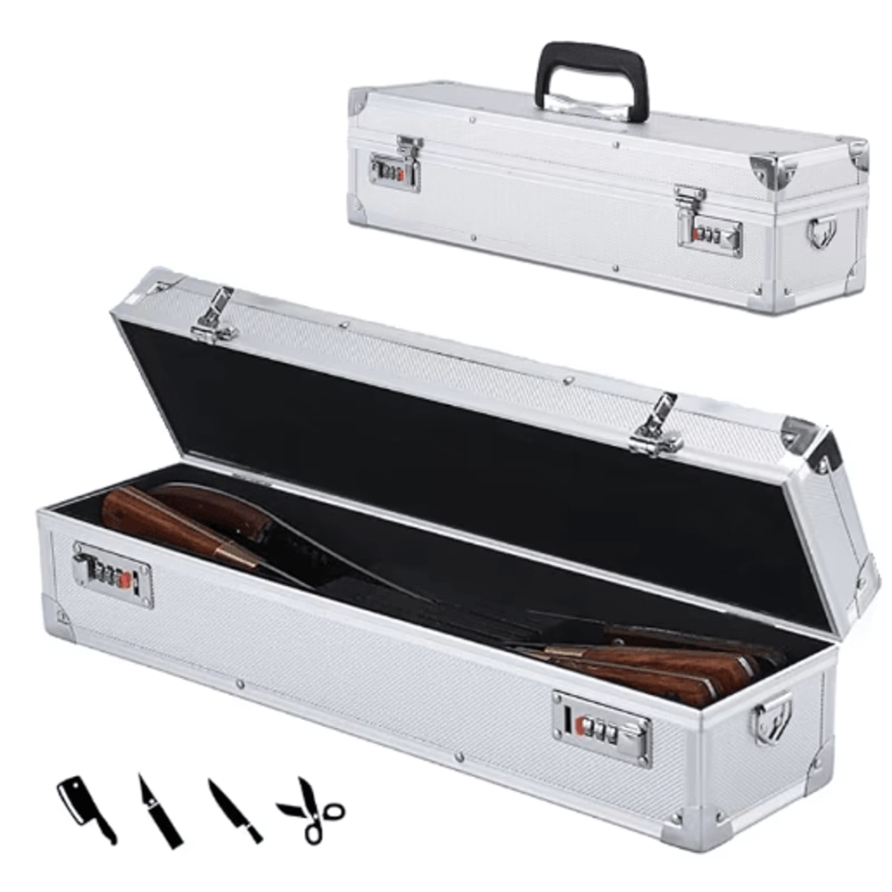 Professional Chef Knife Storage Case Lockable Aluminum Organizer Box 0
