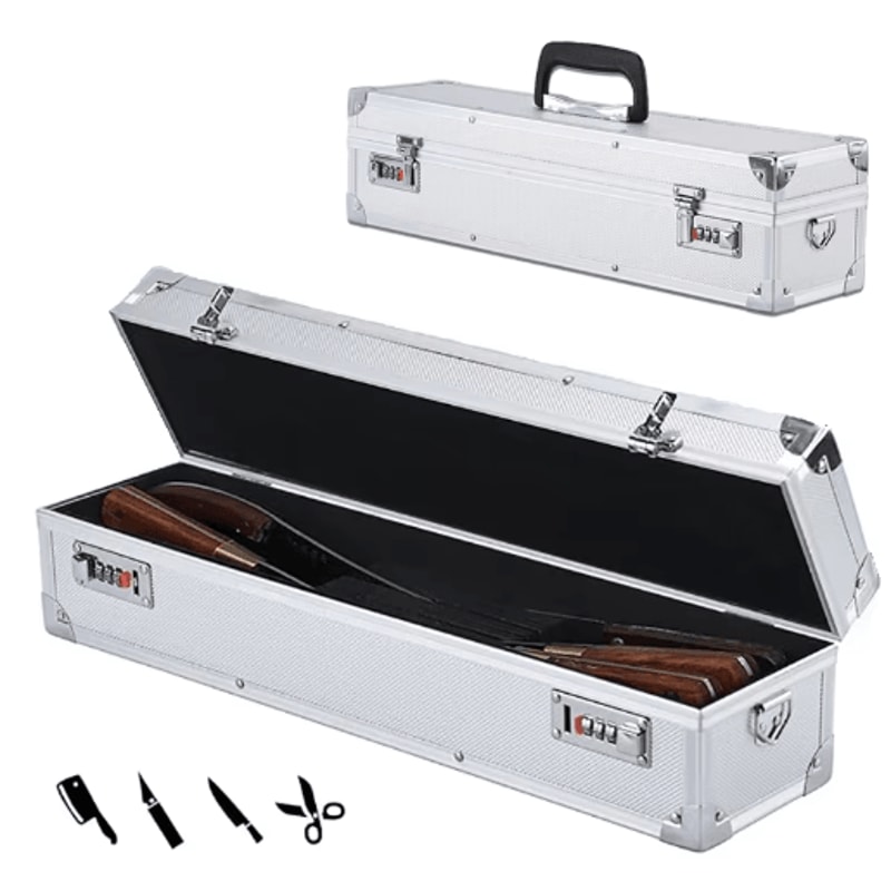 Professional Chef Knife Storage Case Lockable Aluminum Organizer Box 0