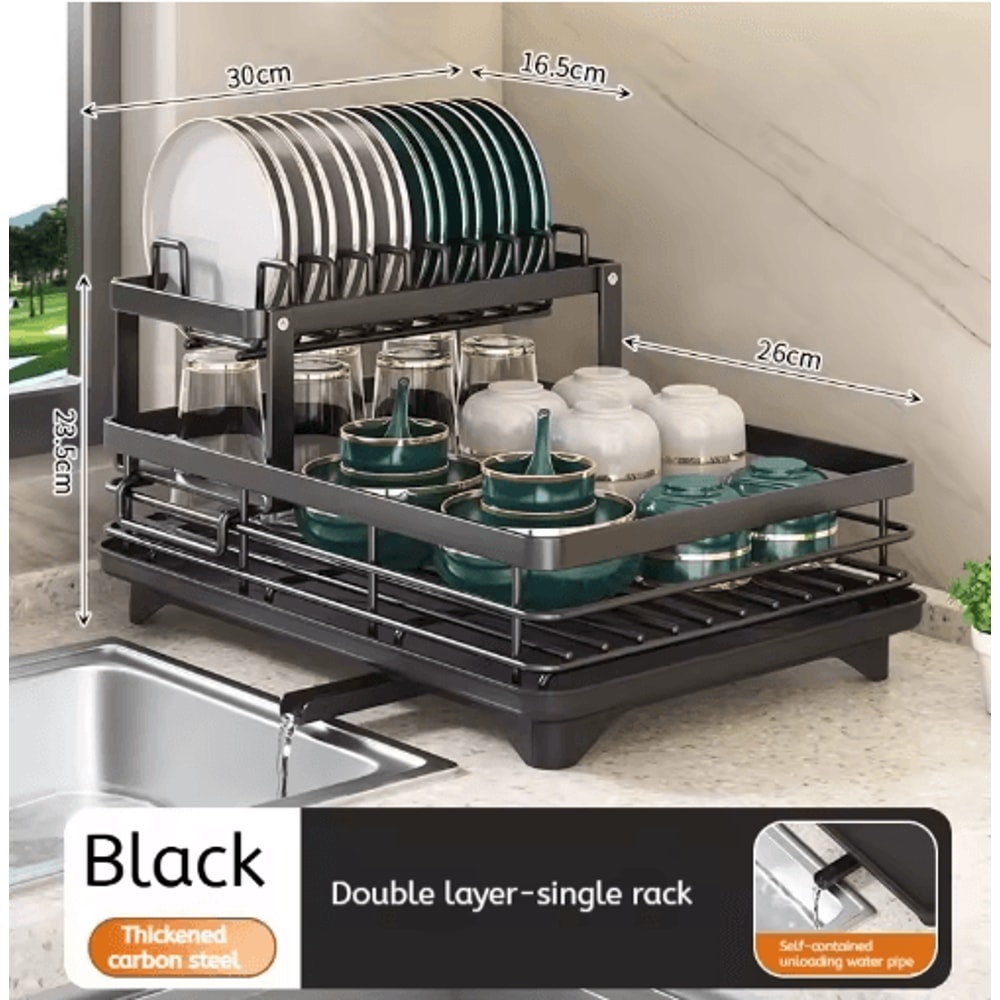 Adjustable Stainless Steel Over Sink Dish Drying Rack With Drainboard 2