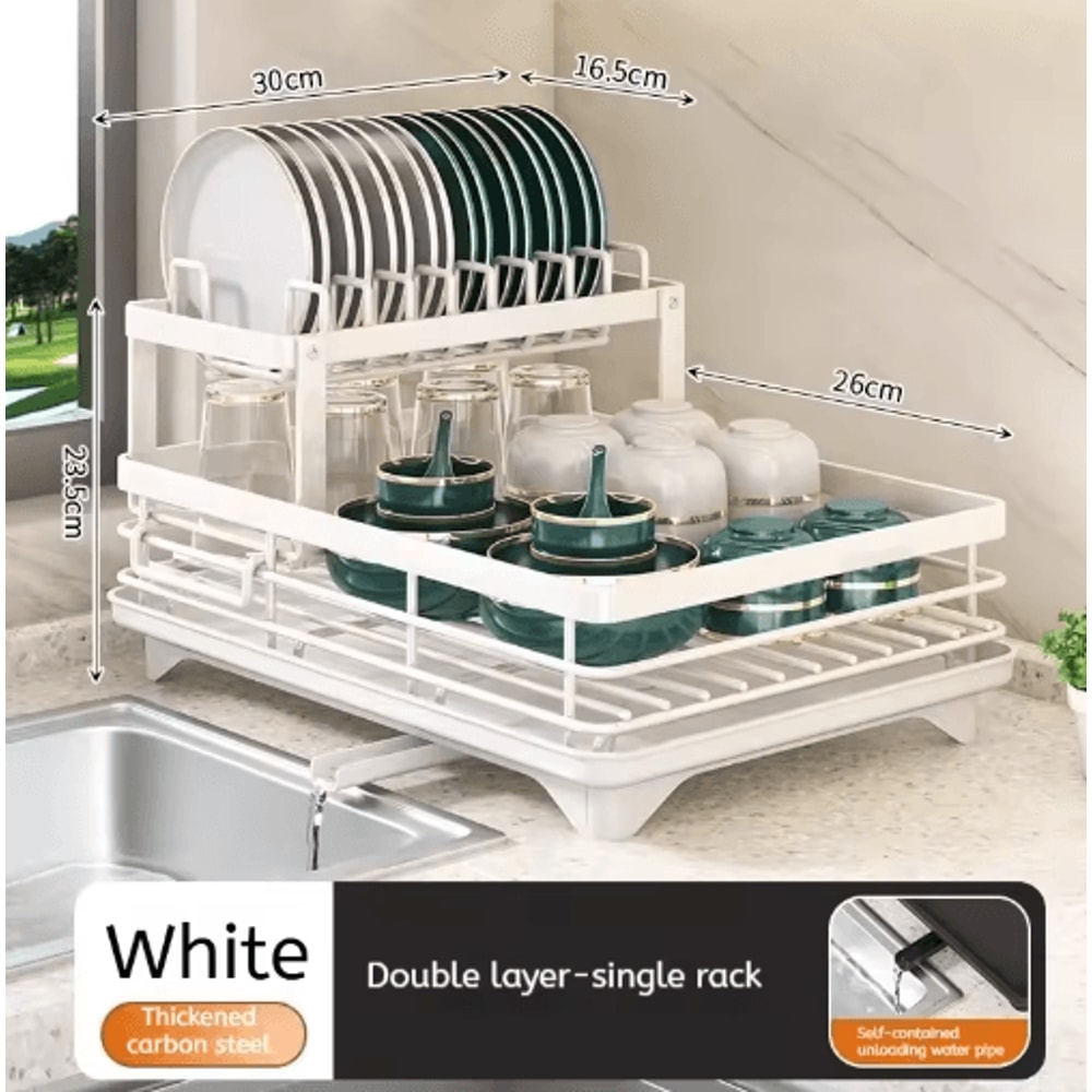 Adjustable Stainless Steel Over Sink Dish Drying Rack With Drainboard 3