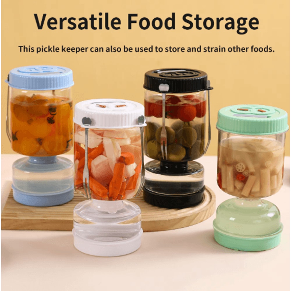 Flip Hourglass Pickle Strainer Jar Airtight Olive Food Storage Container 4