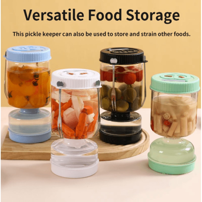 Flip Hourglass Pickle Strainer Jar Airtight Olive Food Storage Container 4