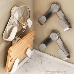 wall-mounted pot lid & cutting board holder – no-drill multi-purpose kitchen organizer