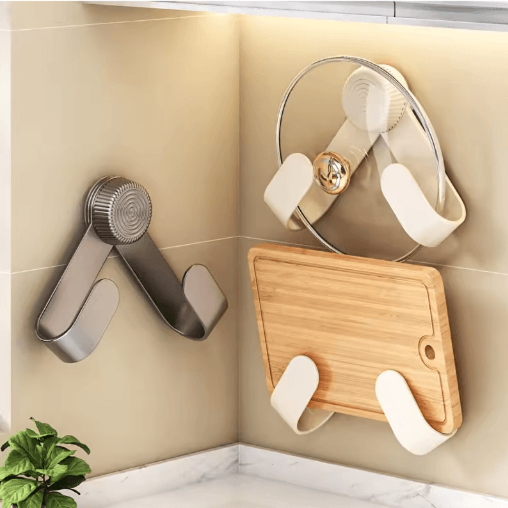 WallMounted Pot Lid Cutting Board Holder NoDrill MultiPurpose Kitchen Organizer 7