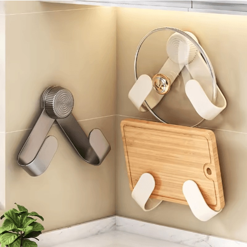 WallMounted Pot Lid Cutting Board Holder NoDrill MultiPurpose Kitchen Organizer 7