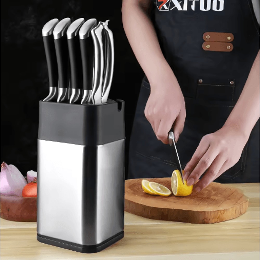 XITUO Stainless Steel Knife Holder Universal Knife Block With Builtin Sharpener 2