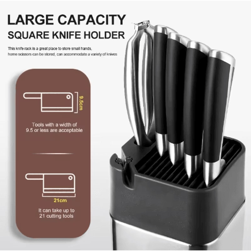 XITUO Stainless Steel Knife Holder Universal Knife Block With Builtin Sharpener 3