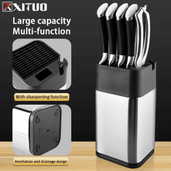 xituo stainless steel knife holder – universal knife block with built-in sharpener