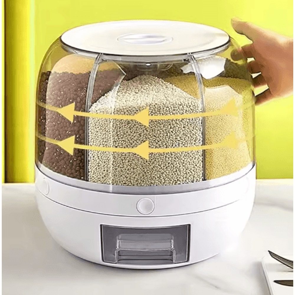 360 Rotating Grain Dispenser Airtight Rice Dry Food Storage Organizer 1