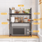Adjustable Microwave Storage Rack MultiPurpose Kitchen Shelf With Hooks 3