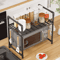Adjustable Microwave Storage Rack MultiPurpose Kitchen Shelf With Hooks 7