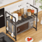 Adjustable Microwave Storage Rack MultiPurpose Kitchen Shelf With Hooks 7