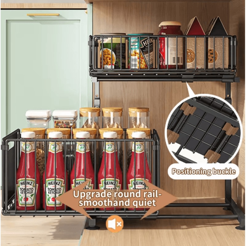 2Tier PullOut Under Sink Organizer Adjustable Cabinet Storage Shelf 4