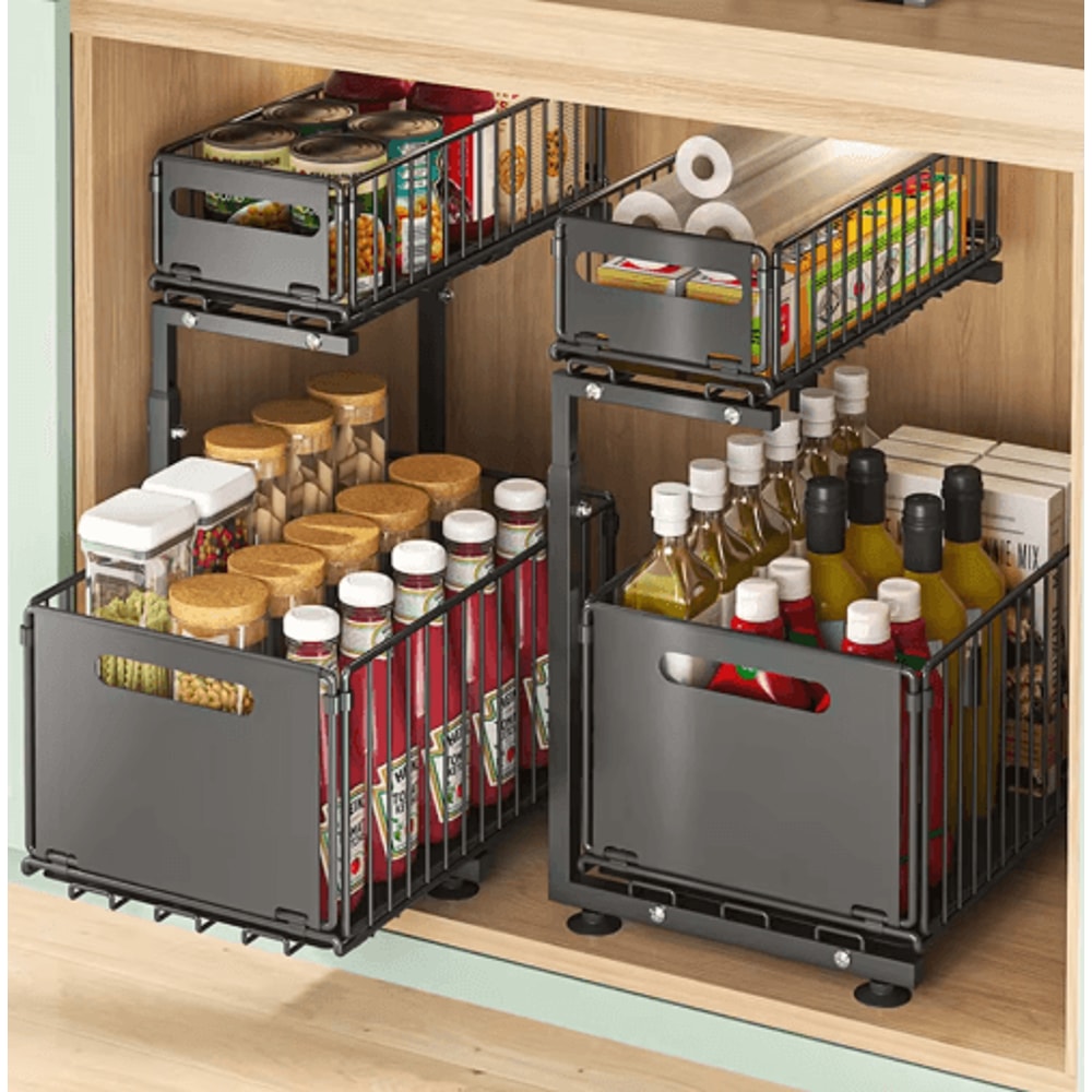 2Tier PullOut Under Sink Organizer Adjustable Cabinet Storage Shelf 5