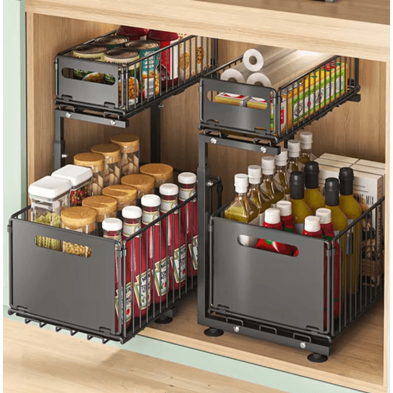 2Tier PullOut Under Sink Organizer Adjustable Cabinet Storage Shelf 5