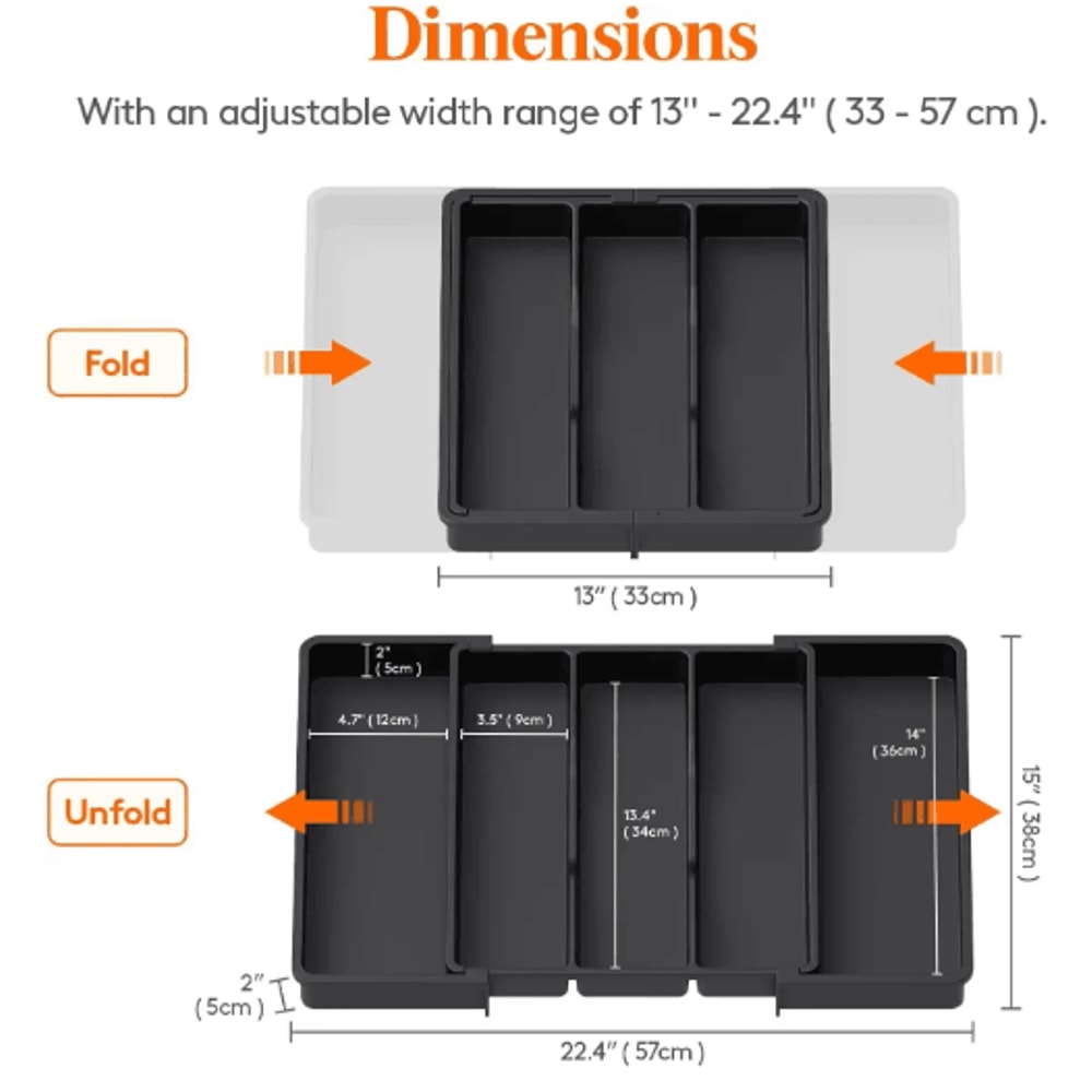 Expandable Silverware Drawer Organizer Adjustable Utensil Cutlery Tray 3