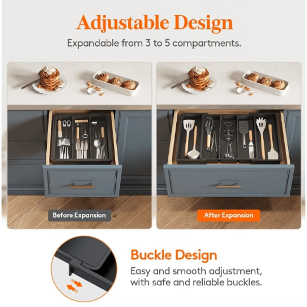Expandable Silverware Drawer Organizer Adjustable Utensil Cutlery Tray 4