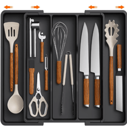 expandable silverware drawer organizer – adjustable utensil & cutlery tray