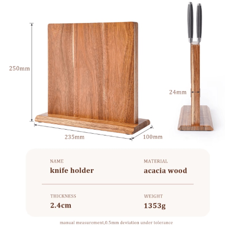 Acacia Wood Magnetic Knife Block Strong Magnet Kitchen Knife Stand 1
