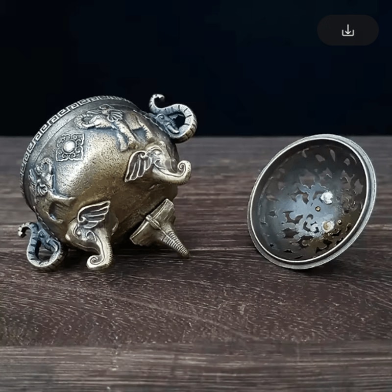 Elephant Metal Incense Burner TripleLeg Aromatherapy Meditation Decor 2