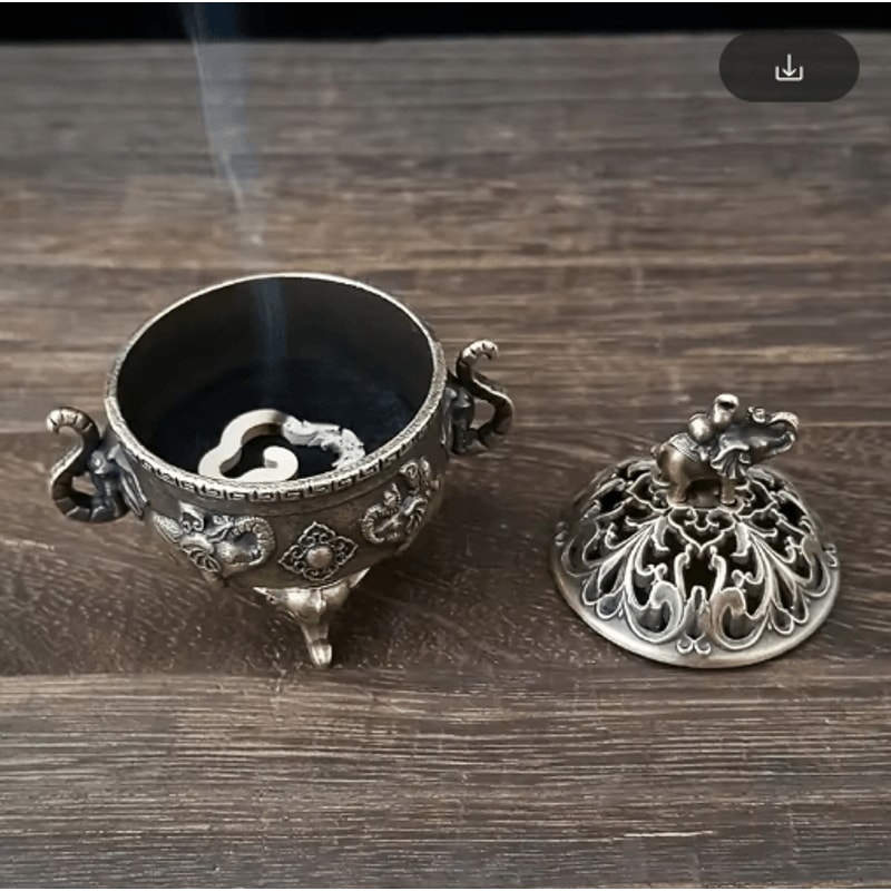 Elephant Metal Incense Burner TripleLeg Aromatherapy Meditation Decor 3