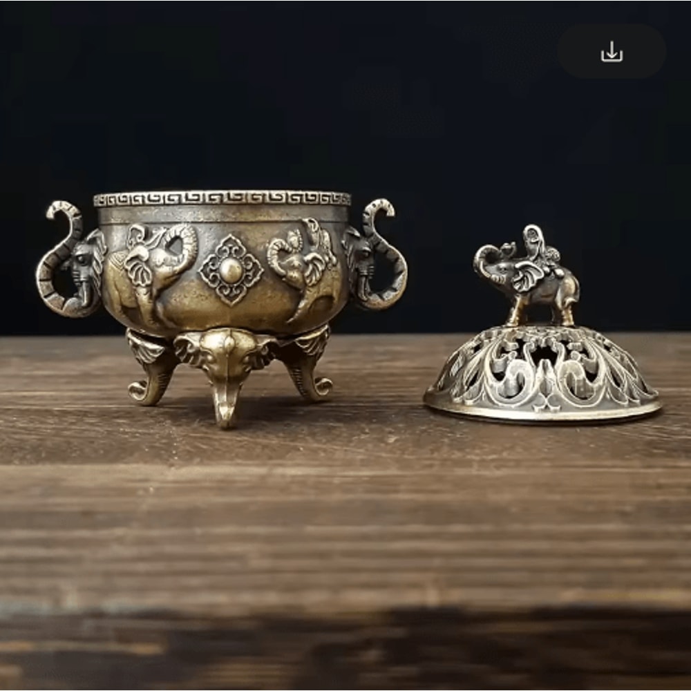 Elephant Metal Incense Burner TripleLeg Aromatherapy Meditation Decor 4