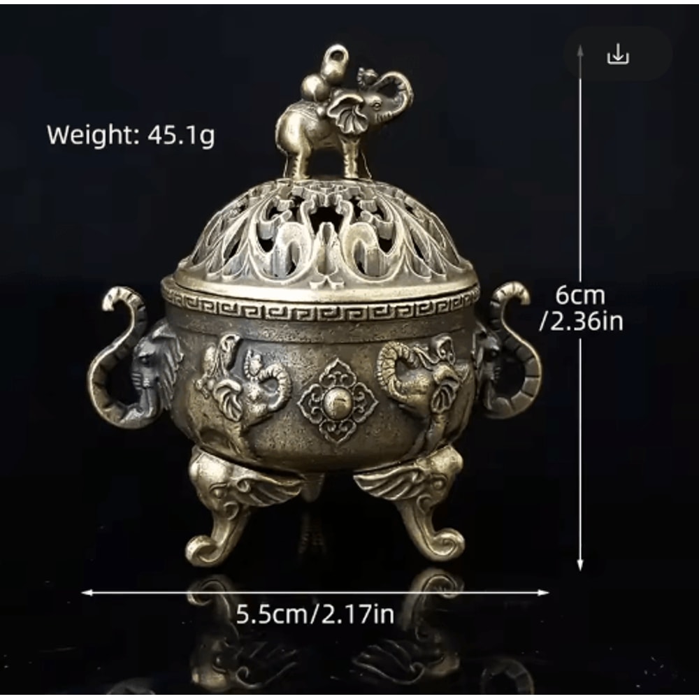 Elephant Metal Incense Burner TripleLeg Aromatherapy Meditation Decor 5