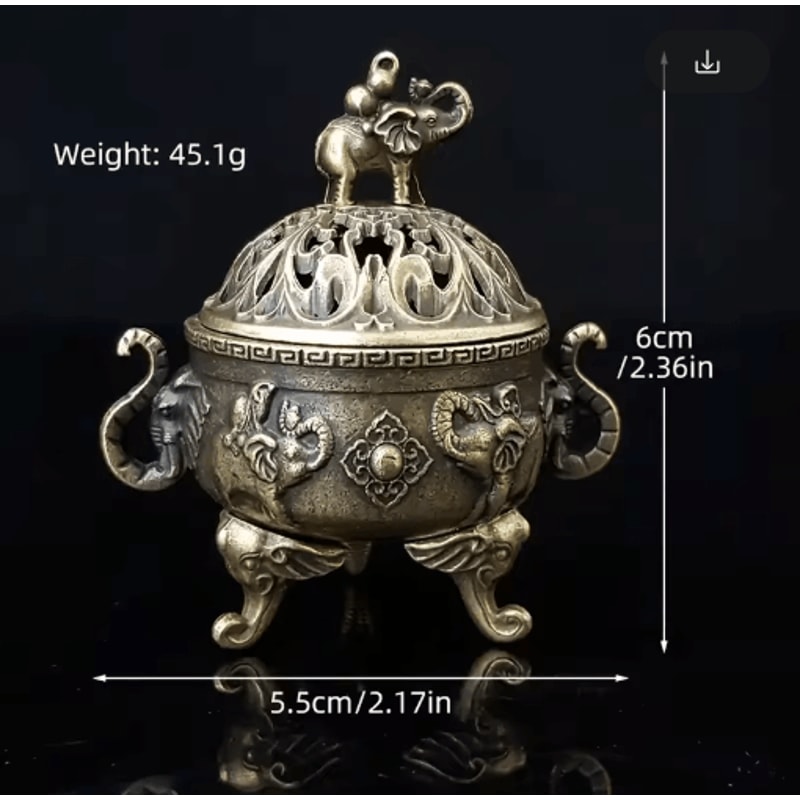 Elephant Metal Incense Burner TripleLeg Aromatherapy Meditation Decor 5