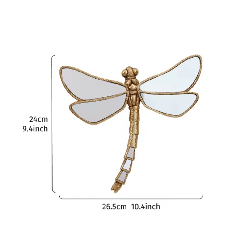 Golden Dragonfly Wall Decor MirrorFinish Resin Hanging Ornament 1