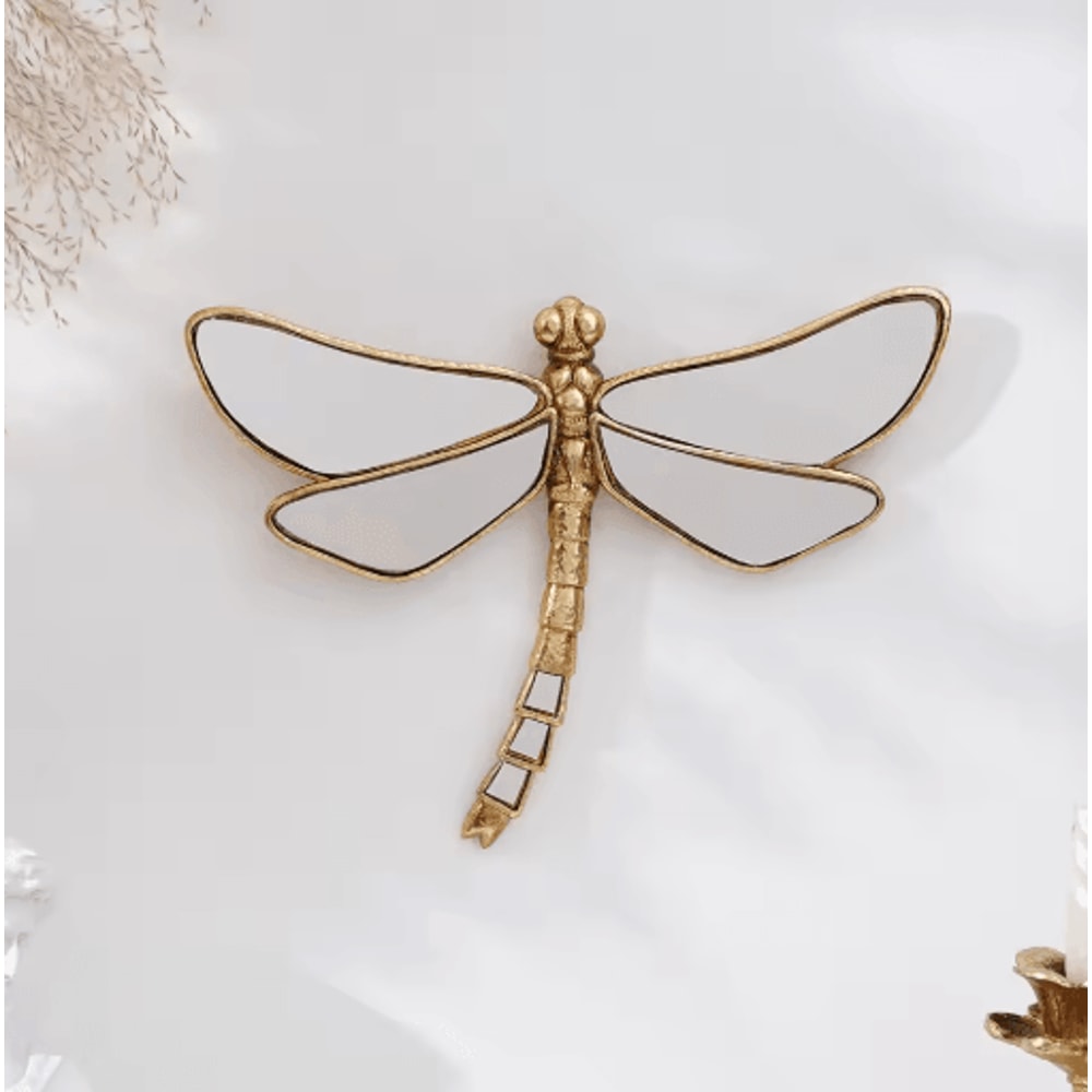 Golden Dragonfly Wall Decor MirrorFinish Resin Hanging Ornament 3